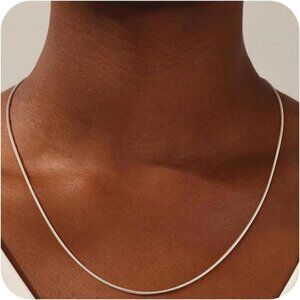 Women's 1.mm Sterling Silver Snake Chain Necklace - Stylish Minimalist Gift Idea